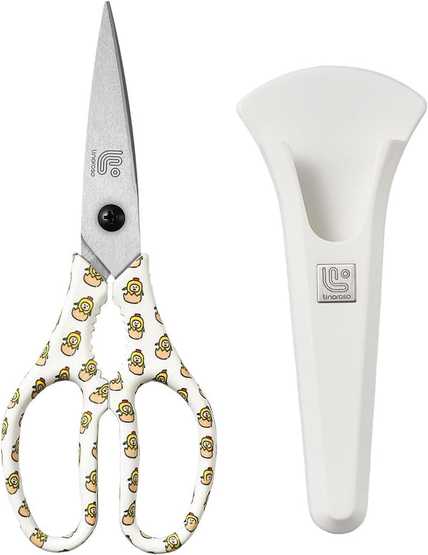Linoroso Heavy Duty Kitchen Scissors - Japanese Steel 4034 with Magnetic Holder for Meat, Vegetables, BBQ