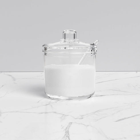 Quald Sugar Container with Lid and Spoon,Sugar Bowl Acrylic Jar for Coffee Bar Accessories Coffee Canister Kitchen