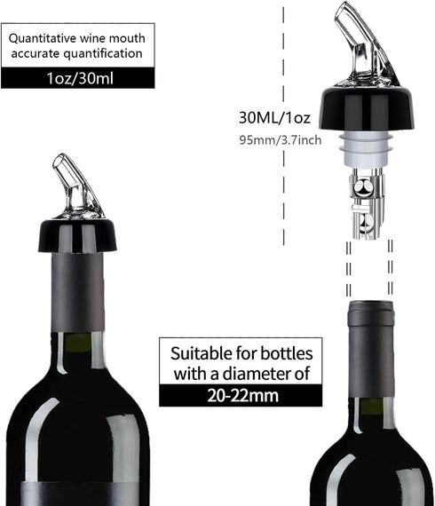'-1 oz 30 mL) Set 6,Pour Automatic Measured Bottle Pourer (about of Spouts for Liquor Bottles with Dust Caps,Measure