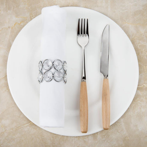 Set of 4pcs Silver Crystal Napkin Rings Handcraft Sparkly Holders for Special Occasions