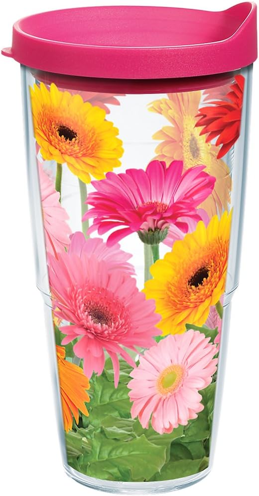 Tervis Gerbera Daisies Double Walled Insulated Tumbler, 24oz, Made in USA, Keeps Drinks Cold & Hot