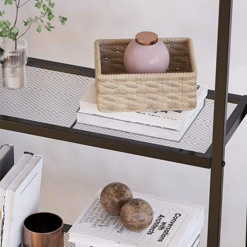Huaa 4 Ladder Shelf,Black Bookshelf Tier Small Bookshelf,Ladder Shelf Bookcase,Tall Bookshelf,Leaning Bookshelf,Skinny