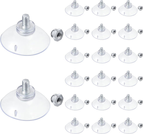 20 Pcs Suction Cups for Glass Window, PVC Clear Sucker Pads 1.73"/44mm with Cap Nut M6 Thread for Home Organization