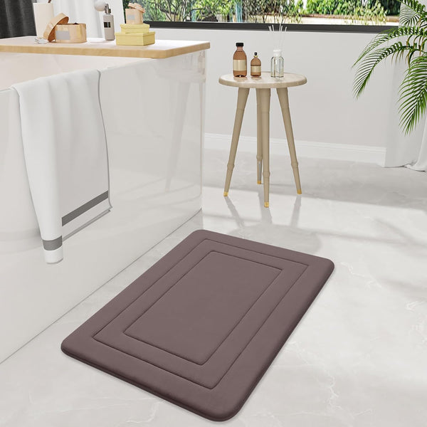 Arotive Memory Foam Bathroom Rug Mat 24x16, Ultra Soft and Absorbent Bath Mat, Machine Wash Dry, Comfortable Bath Rug Carpet for Bathroom Floor, Tub and Shower, Brown