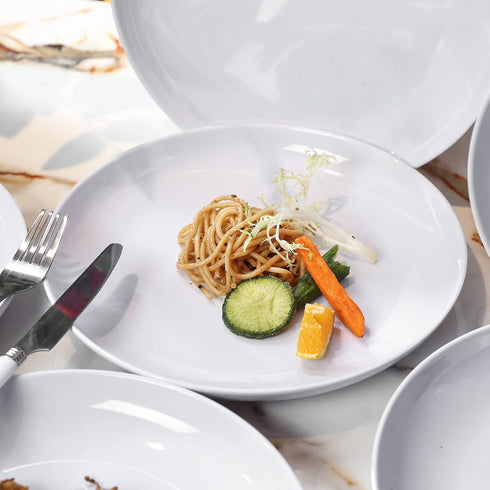 6pcs 10inch Set Webbylee Melamine Pasta Plates - Dinnerware Dishes for Indoor and Outdoor Use, Break-resistant, White