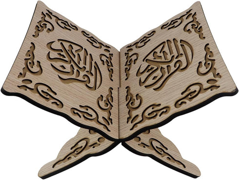 LNQ LUNIQI Wooden Book Stand Foldable Quran Bible Book Holder Muslim Reading Bookshelf Magazine