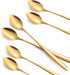 Long Handle Iced Tea Spoon,7.8-Inch Gold Coffee Spoon,Ice Cream Spoon, Stainless Steel TeaSpoons,Cocktail Stirring Spoon,Set of 6