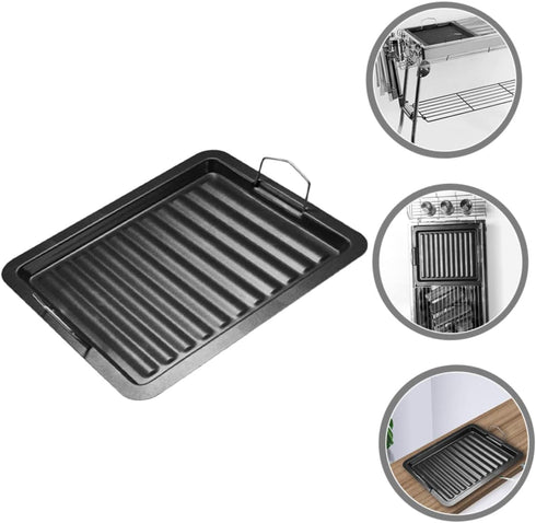 Outdoor Grill Pan, Enamel Grill Pan for Meat and Vegetables, Multi-use Picnic Supply