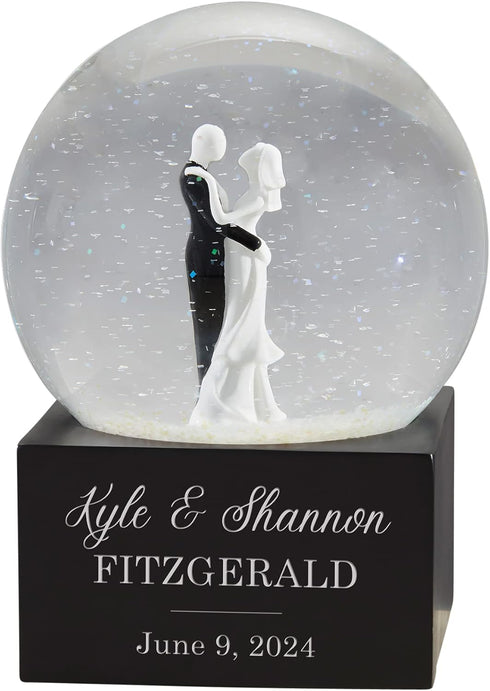 Personalization Universe Personalized Wedding Couple Musical Snow Globe - Engraved Names &