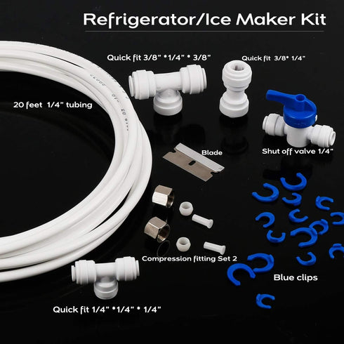 Frizzlife IMC-1 Ice Maker Fridge Water Line Installation Kit for 1/4” & 3/8” Connect Water Filtration System