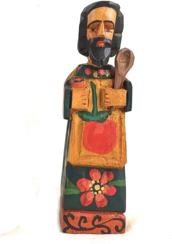 Altiplano Medium San Pasqual Kitchen Saint - 8" Tall Hand Carved, Made in Guatemala