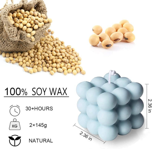 Bubble Candle Soy Wax Scented Cube Candle for Home Decor, Freesia and Bluebell Fragrance (White Blue)