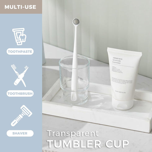 Bathroom Glass Cup, Aomasi Transparent Toothbrush & Toothpaste Holder, Mouthwash Tumbler Cup Drinking Mug Glassware