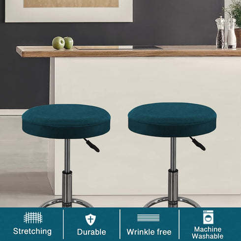 GAMUKAI 2 Pack 12"-14", Counter, Round Bar Stool Covers Stretchable Round Vanity Stool Cover, Fits Diameter Elastic Hem