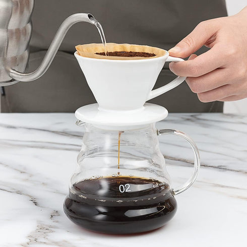 Restaurantware Restpresso 10 Ounce Coffee Dripper, Reusable Coffee Cone with Drip Hole, White Ceramic Pour Over