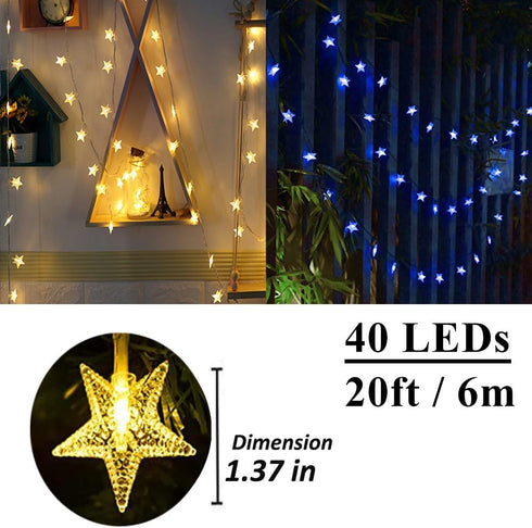 20ft 40 Solhice Color Changing Star String Lights for Bedroom LEDs, Hanging Twinkle Lights USB Powered, Bunk Bed Lights
