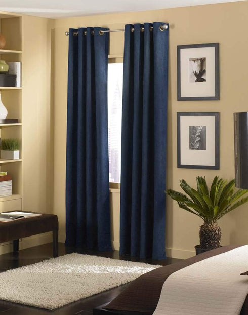 Curtainworks Cameron Grommet Curtain Panel, Navy, 50 by 84"