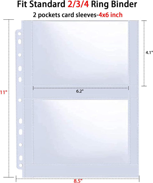 30 Pack 120 Pockets 4x6 Recipe Card Sleeves, 3 Ring Binder Protector Pages, Double Sided Refill Sheets