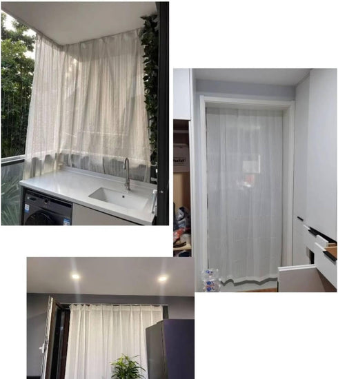 Self Adhesive Ceiling or Wall Curtain Track, No Drill Curtain Rod, No Damage Hangers for Windows, Closet, Bathroom