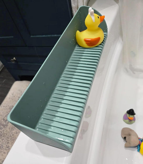 4 1Pack, Bathtub Splash Guard for Tub - Silicone Tub Water Splash Guard with Suction Cups, Bath Toy Holder, Tub Play
