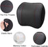 Car Headrest Neck Rest Pillow - 100% Memory Foam Leather Cushion for Driving, Relieve Neck Pain (Black)