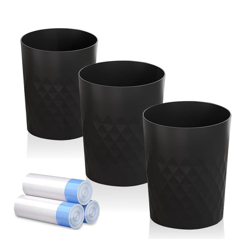 JiatuA 3 Pack Small Trash Can with Trash Bags Bathroom Garbage Bin