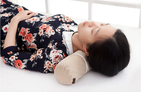 Alibo 18.9" x 3.9" Gray Bolster Neck Round Roll Support Bed Pillow with Washable Pillowcase for Pain Relief