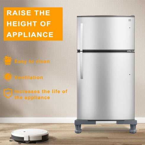 Mini Fridge Stand Adjustable Universal Base, 4 Strong Feet Washer Dryer Pedestal for Refrigerator, Grey