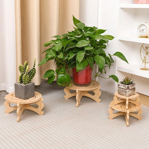 night blooming 5-15 Inch 190lb Plant Stand Indoor, Bamboo & Wood Plant Holders Indoor Stand, No Screws Required Stable