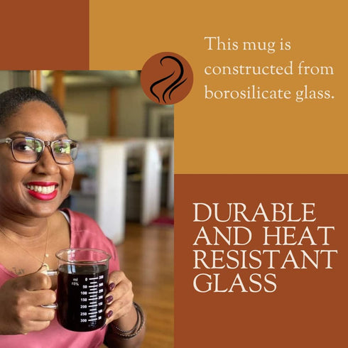 Novelty 14 Ounces Laboratory Beaker Mug - Heat Resistant Borosilicate Glass with Accurate Measurement Markings,