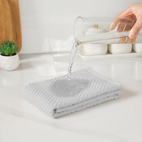 QAJ 100% Set, Pack 8 16" 25" 13" 13" (400 Cotton Kitchen Towels and Dishcloths of Super Absorbent x Kitchen Towels