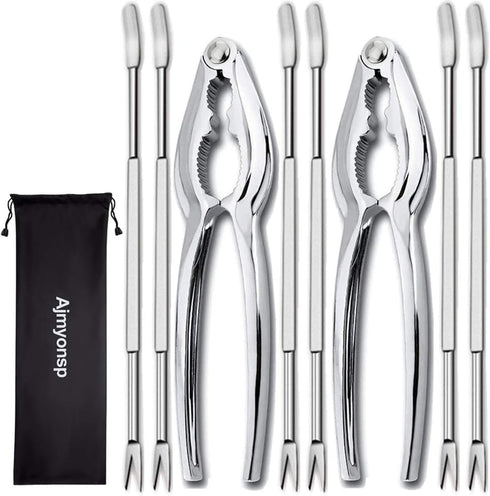 Set, 8Pcs Set Lobsters Crackers and Picks Crab Leg Cracker Tools - Stainless Steel Seafood Crackers & Forks Nuts