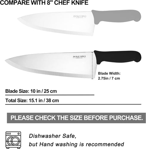Chef Knife, 10 inch High Carbon Stainless Steel Kitchen Knife with Ergonomic Handle for Household or Business
