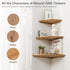 7inch Corner Shelf, Solid Oak Wood Floating Corner Shelf Wall Mount Round End Floating Speaker Shelves with Wire Hole