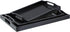 MDLUU Set of 3 Plastic Serving Tray - Black Ottoman Tray with Cutout Handles, Rectangle Butler Tray for Breakfast