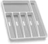 Silverware Organizer, Plastic Utensil Holder for Kitchen Drawer, 6 Compartment Flatware Organizer, White