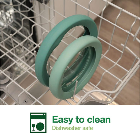 Food Huggers Gradual Green Replacement Lids for Glass Storage Containers, Silicone & Glass Lids, 100% Plastic Free, 1