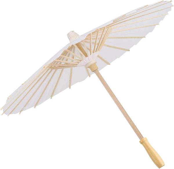 White Color Paper Decorative Umbrella, Hand Painted Oiled Art Decor Vintage Parasol for Cosplay