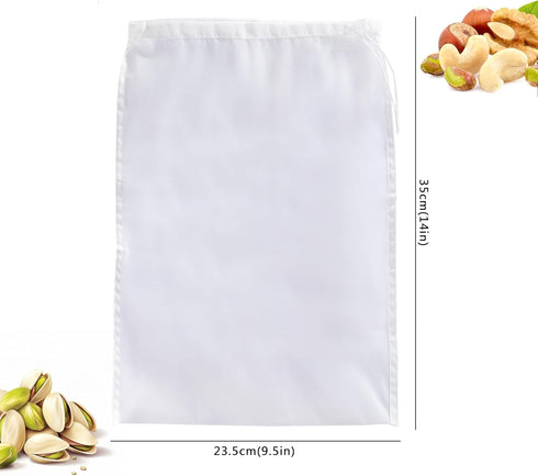 COKUMA 3 Pack 9.5"x14" Reusable Nut Milk Bag, Food-Grade Nylon Cheese Cloth Bag for Straining, Strong Fine Mesh