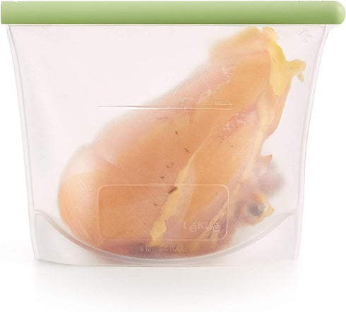 Lekue Reusable Silicone Bag for Airtight Food Storage and Sous Vide Cooking, 1000ml/34 fl oz/4.25 cups