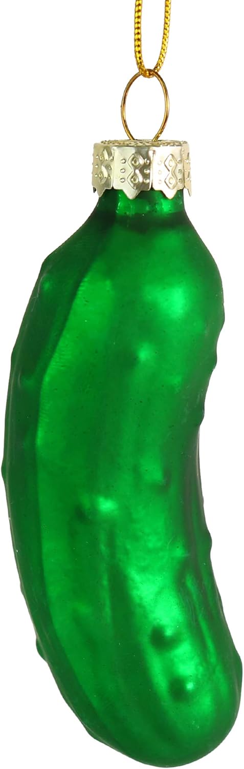 Ornativity Christmas Pickle Tree Ornament - Traditional Glass Blown Green Pickles, Pack of 4