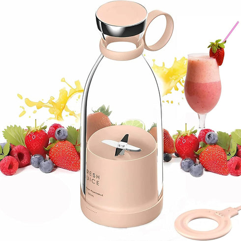Personal Size Blender, Fresh Juice Portable Blender for Smoothies, Wireless USB Rechargeable, Pink