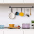 34.3 Inch Industrial Pipe Pot Bar Rack, 15 S Hooks, Rustic Iron Pots and Pans Hanging Rail, Wall Mounted Organizer,