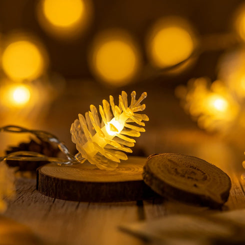SWEET SHINE 50 25ft Pinecone String Lights, USB Powered Decorative LED Novelty String Lights (Pine Cone)