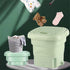 Mini Portable Washing Machine, Foldable Small Washer Bucket Type Dehydrator Deep Cleaning Half Automatic Wash Spin Dry Drainage Pipe for Baby Clothes Underwear Items US Plug 110V-240V(Green)