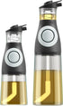 Set 2 Oil and Vinegar Dispenser - Glass Olive Oil Cruet Bottles with Measuring Cup - Non-Drip Kitchen Dispenser