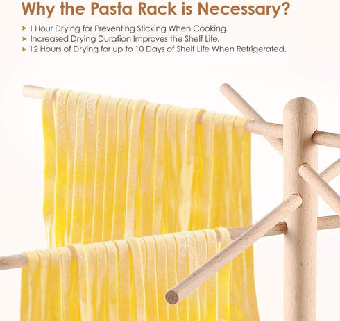 8 iSiLER Natural Beech Wood Pasta Drying Rack with Branches, Easy to Transfer for Drying Pasta and Spaghetti, Special