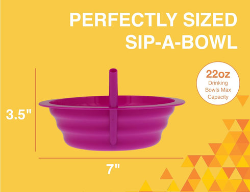 Arrow Home Products Sip-A-Bowl Set, 22oz, 6pk - BPA Free Straw Bowls for Kids, Made in the USA, Blue, Pink, Green,