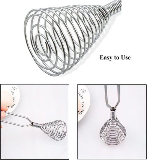 Stainless Steel Spring Coil Whisk, Hand Mixer Kitchen Tool for Mixing, Blending, Beating, Cooking