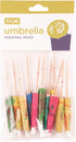 True Umbrella Appetizer Picks - Mini Umbrella Toothpicks, Multicolor, Wood, Set of 12